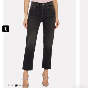 Redone high rise Stovepipe Jeans in Faded Black size 25
